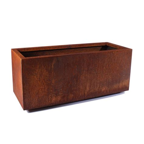 corten steel box planter|rectangular corten steel planters.